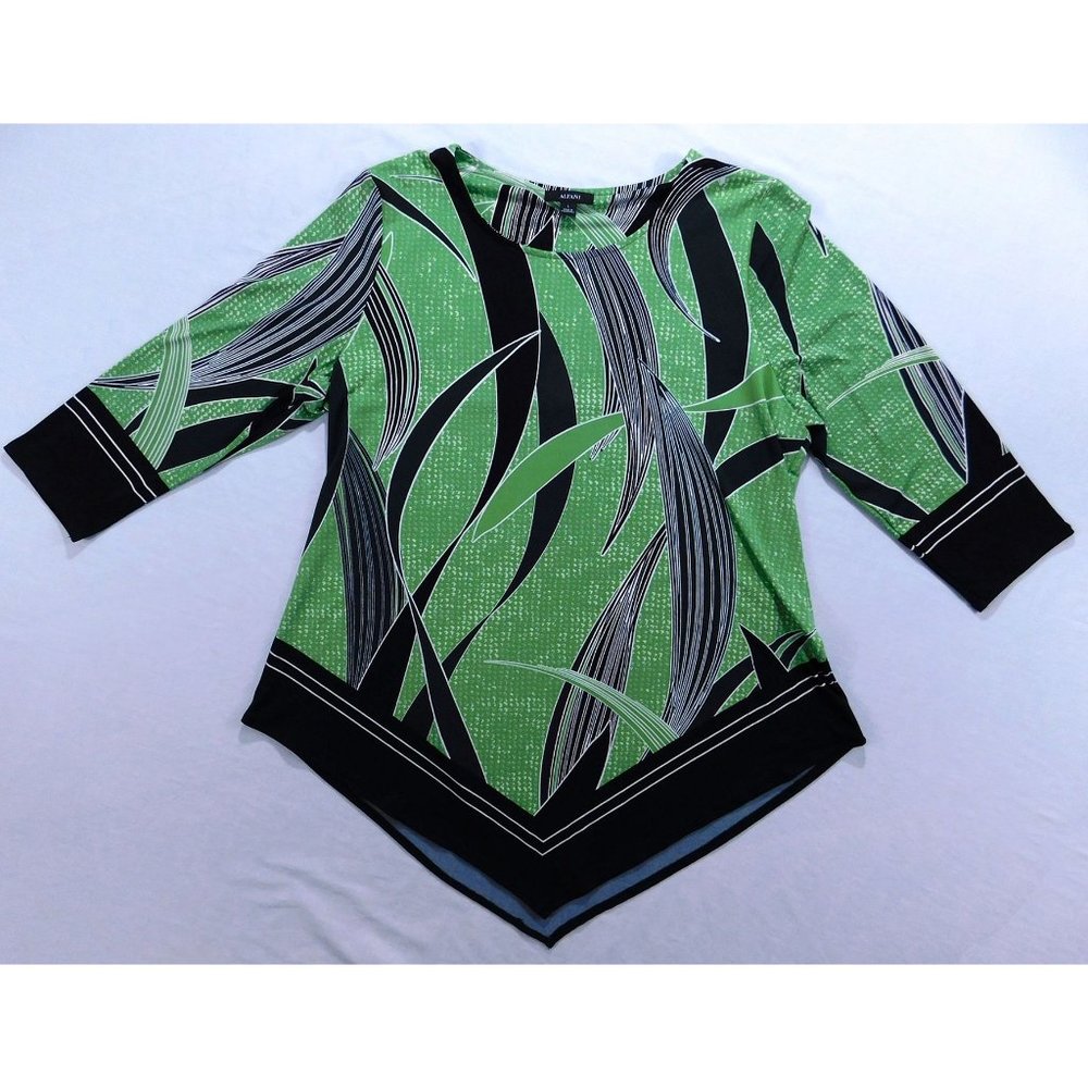 Alfani Women's Blouse in Green & Black, Size Large